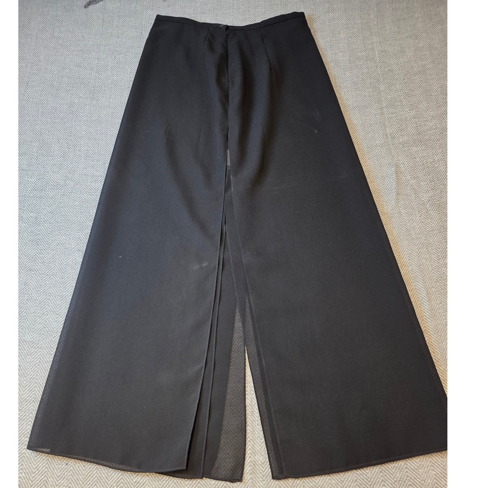JS Collections Petite Black Sheer Layered Maxi Skirt High Slit Size 10 6116P